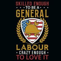 general labor día gráficos camiseta diseño vector