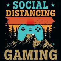 Social distancing gaming vintages tshirt design vector