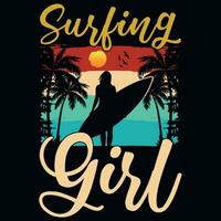 Summer surfing graphics tshirt design vector