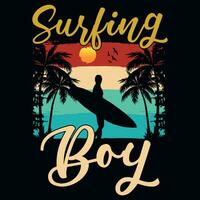 Summer surfing graphics tshirt design vector