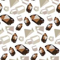 Seamless pattern with colorful fabulous gemstone crystals. Precious stones, crystals, diamonds. Vector background. Printing on textiles and paper cartoon drawings. Smoky quartzite and selenite. Sleep