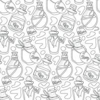 A pattern with poisons in the contour. Mysticism, magic, religion. poisons with spots in a linear style, contour. Vector seamless pattern in retro style. Repetitive fashionable stylish texture