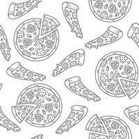 Food seamless pattern pizza doodle vector