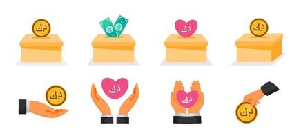 donación utilizando kuwaiti dinar dinero íconos vector