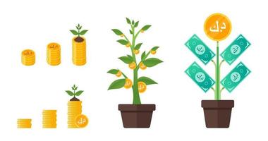 Kuwaiti Dinar Money Tree Growing vector