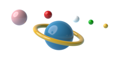 3D Icon Planet with ring around. Saturn, Jupiter, Uranus or Neptune isolated on transparent background png