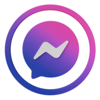 3D render, Meta chat messenger, Facebook messenger gradient pink blue icon bubble isolated on transparent background. png