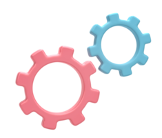 3D rendering, Minimal gear symbol isolated on transparent background png