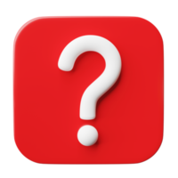 3D question mark icon or ask faq answer solution isolated on transparent background png file.