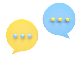 3D rendering, chat bubble icon isolated on transparent background png