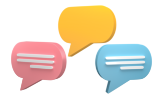 Set of speech bubble 3D render, png file format.