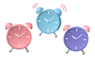 Set of alarm clock 3D render, png file format.