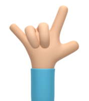 3D rendering, Cartoon character hand isolated on transparent background png