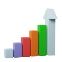 3D render. Business infographic with stock diagrams and statistic bars chart isolated on transparent background. Financial line graphs and charts for presentation and finance report. png