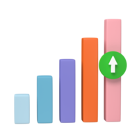 3d rendre. affaires infographie avec Stock diagrammes et statistique bars graphique isolé sur transparent Contexte. financier ligne graphiques et graphiques pour présentation et la finance rapport. png