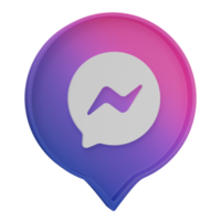3D render, Meta chat messenger, Facebook messenger icon bubble isolated on transparent background. png