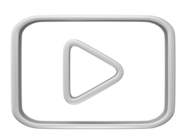 3D, Silver youtube logo icon isolated on transparent background. png