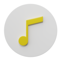 3D rendering. Music note icon isolated on transparent background. Design element for song, melody or tune. png