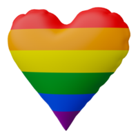 3D render, Pride LGBT on heart icon isolated on transparent background. png