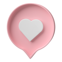 3D Love, like social media notification icon isolated on transparent background, png file.