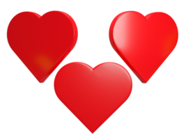 3D rendering, Set of red heart isolated on transparent background png