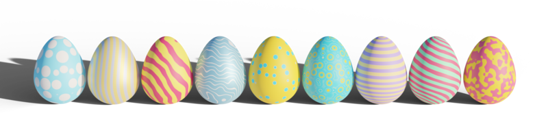 3D Set of easter egg isolated on transparent background png file.