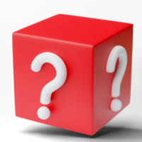 3D box with question mark sign isolated on transparent background, png file.