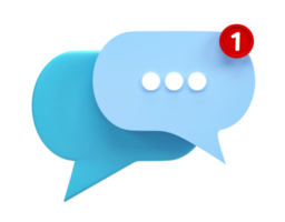 3D rendering, Chat bubble icon isolated on transparent background png