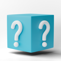 3D box with question mark sign isolated on transparent background, png file.