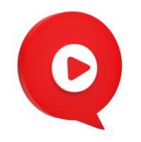3D rendering, Play video icon in chat speech bubble isolated on transparent background png