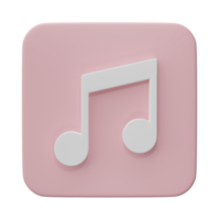 3D rendering. Music note icon isolated on transparent background. Design element for song, melody or tune. png