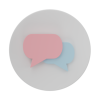 Speech bubble talk 3D render isolated on transparent background png