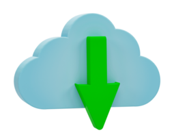 3D rendering. cloud download icon isolated on transparent background png