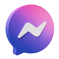 3D render, Meta chat messenger, Facebook messenger gradient pink blue icon bubble isolated on transparent background. png