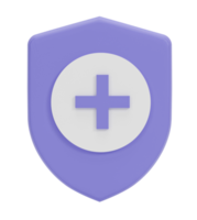 3d render. medical guard shield insurance symbol isolated on transparent background png