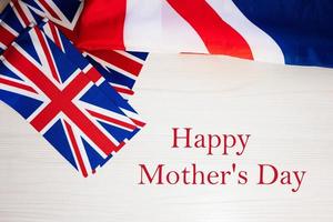 Happy Mother's Day. British holidays concept. Holiday in United Kingdom. Great Britain flag background. photo