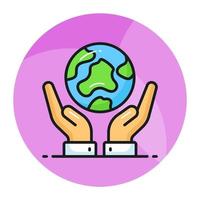 globe on human hands depicting concept of save the world, world earth day icon vector