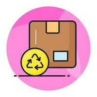 Recycling arrow on carton box, vector design of parcel recycling in editable style, premium icon