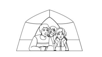 family camping vector