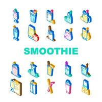 smoothie fruit juice drink icons set vector