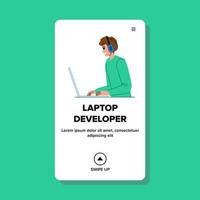 laptop developer man vector