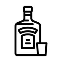 vodka vaso botella línea icono vector ilustración