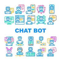 chat bot robot service icons set vector