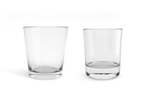 Empty glass on white background. 3d render photo