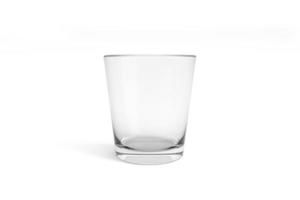 Empty and clean whiskey glass isolated on white background. 3d render photo