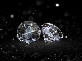 Dazzling diamond on black background with abstract lights photo