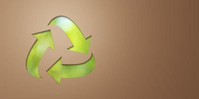 3d Rendering. Green recycle icon eco papercut nature concept. with copy space. photo