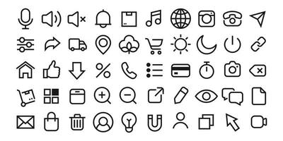 Simple Minimalist Different Social Media and Marketing Vector Signs. Big Icon set