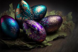 decorativo vistoso Pascua de Resurrección huevos ai generativo imágenes para Pascua de Resurrección día foto