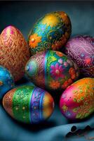 decorativo vistoso Pascua de Resurrección huevos ai generativo imágenes para Pascua de Resurrección día foto